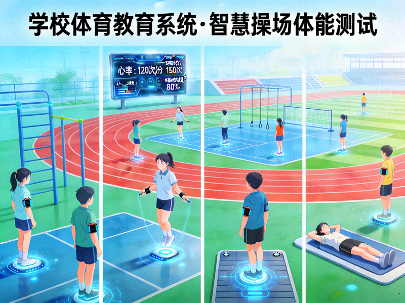 学校体育教育系统 - 学生在智慧操场进行体能测试